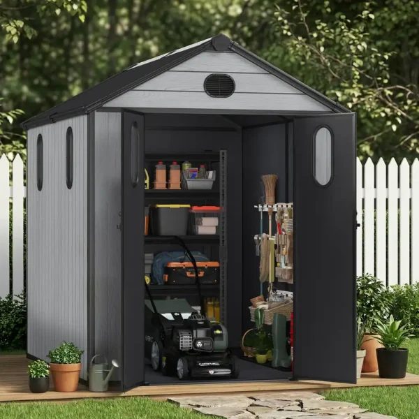Aoodor 6 x 7.5 FT Outdoor Resin Storage Shed - 6 x 7.5 FT