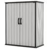 Keter Premier Tall Vertical Resin Durable Outdoor Storage Shed With Floor for Patio Furniture and Tools, Grey