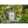 Keter Premier Tall Vertical Resin Durable Outdoor Storage Shed With Floor for Patio Furniture and Tools, Grey