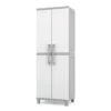 Keter Utility Garage Vertical Resin Home Storage Cabinet with lockable Doors and Shelves Ideal for Organization and Tools, White