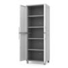 Keter Utility Garage Vertical Resin Home Storage Cabinet with lockable Doors and Shelves Ideal for Organization and Tools, White