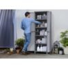 Keter Utility Garage Vertical Resin Home Storage Cabinet with lockable Doors and Shelves Ideal for Organization and Tools, White